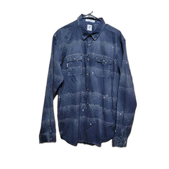 Marc Ecko Cut & Sew Blue Designer Button Up Shirt Mens Large - Picture 1 of 8